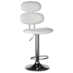 Star Bar Stool In White Faux Leather With Chrome Base