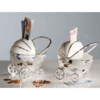 stroller money box lockable in chrome with cream and silver