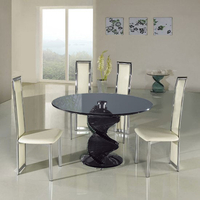 Swirl Smoked Glass Dining Table + 4 G601/D231 Dining Chairs