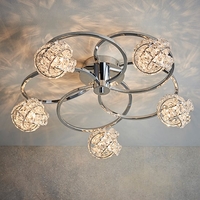 talia 5 lights clear crystal semi flush ceiling light in chrome