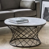 talise real marble coffee table in white with black wire base