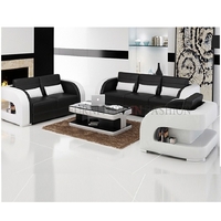 Tetris 3 Piece Leather Suite Black And White