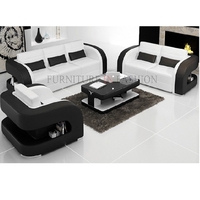 Tetris 3 Piece Leather Suite White And Black