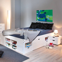 Till Wooden Functional Super King Size Bed In White