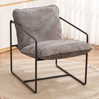 turin fabric occasional chair in grey with black metal frame