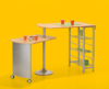Twin Set Bar Pivoting Table In Beech With Storage And Castors