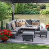 vega open-sided modular dining set with firepit table in grey