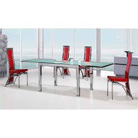 Vegas Extending Frosted Glass Dining Table + 6 Chicago Chairs