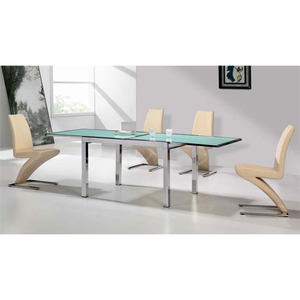 Vegas Extending Frosted Glass Dining Table + 6 Z Chairs