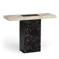 Venetian Wooden Marble Effect Console Table In Dark And Cream