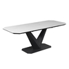 venice ceramic auto rise extending dining table in white