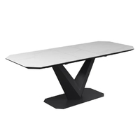 venice ceramic auto rise extending dining table in white