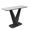 venice ceramic rectangular console table in matte white