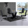 Vesta Clear Glass Dining Table With Black Gloss Base And 6 Chair