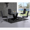 Vesta Clear Glass Dining Table With V Shape Black Gloss Base