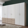 Vestra Wooden Wardrobe Wide In Oak Effect And White With 6 Doors