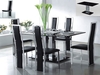 VO1 Black Glass Dining Set with 4 Black Chrome PU Chairs