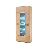 Wales Display Cabinet In Bianco Oak With 2 Doors And LED