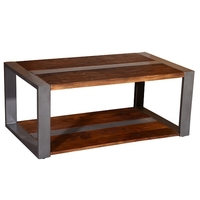 Watford Wooden Coffee Table In Acacia Wood And Chrome