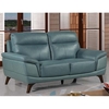 Watham 2 Seater Sofa In Blue Faux Leather With Wooden Legs
