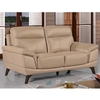 Watham 2 Seater Sofa In Taupe Faux Leather With Wooden Legs