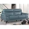 Watham 3 Seater Sofa In Blue Faux Leather With Wooden Legs