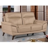 Watham 3 Seater Sofa In Taupe Faux Leather With Wooden Legs