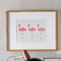 Wayne Flamingoes Crossing Print Framed Wall Art