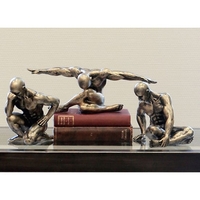 workout poly set of 3 design sculpture in antique bronze