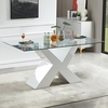 zanti clear glass dining table white white high gloss base