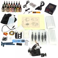1 Gun Tattoo Machine Kit Beginner Machine LCD Power Supply 15 Inks TM120103