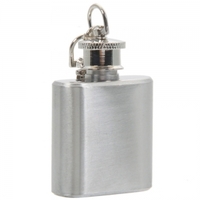 1 oz Stainless Steel Quadrate Liquor Pocket Flask with Keychain