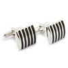 1 Pair Black Beautiful Fashionable Enamel Stripe Cufflinks