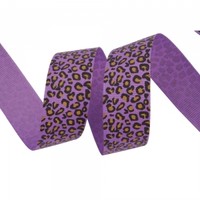 1 Yard 7/8 Leopard Stripe Pattern Grosgrain Ribbon Purple