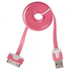 1M Flat Style USB Data & Charging Cable for iPhone/iPad/iPod Pink