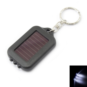 3 LED Black Mini Solar Power Flashlight Torch Keychain
