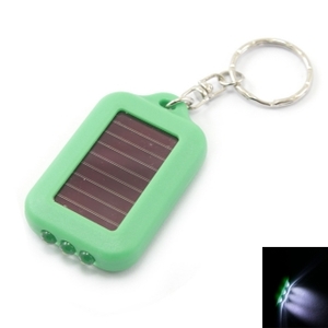 3 LED Green Mini Solar Power Flashlight Torch Keychain