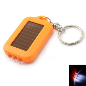 3 LED Orange Mini Solar Power Flashlight Torch Keychain