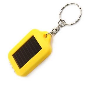 3 LED Yellow Mini Solar Energy Rechargeable Flashlight Keychain