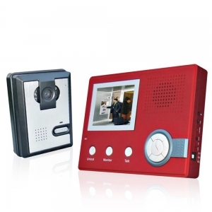3.5" Red LCD Display Wireless Handfree Color Video Door Phone Doorbell