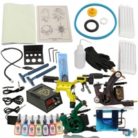 4 Gun Tattoo Machine Kit LCD Power Supply 7 Inks TM00905