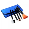5pcs Wooden Handle Stain Pattern Makeup Brush Set with Blue Bag Black