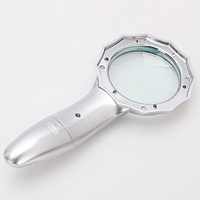 6X Umbrella-type Design Pocket Illuminated Magnifier with Bright LEDs Silver