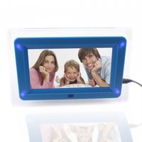 7" Blue Lighting Edge Rectangle Digital Photo Frame with 2GB Memory Card