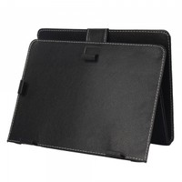 8 Embossed Tablet PC Leather Case Protective Jacket with Steel Hooks Black