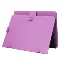 8 Embossed Tablet PC Leather Case Protective Jacket with Steel Hooks Purple