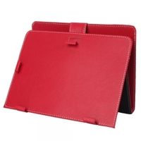 8 Embossed Tablet PC Leather Case Protective Jacket with Steel Hooks Red