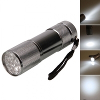 9 LED Energy Saving Lamp Argyle Flashlight Torch Silver