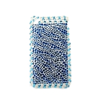 Blue Wave Pattern Rhinestone Bling Plastic Case for iPhone 3G Blue