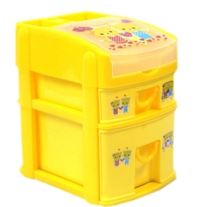 Cartoon Two Plastic Pumping Storage Box Yellow